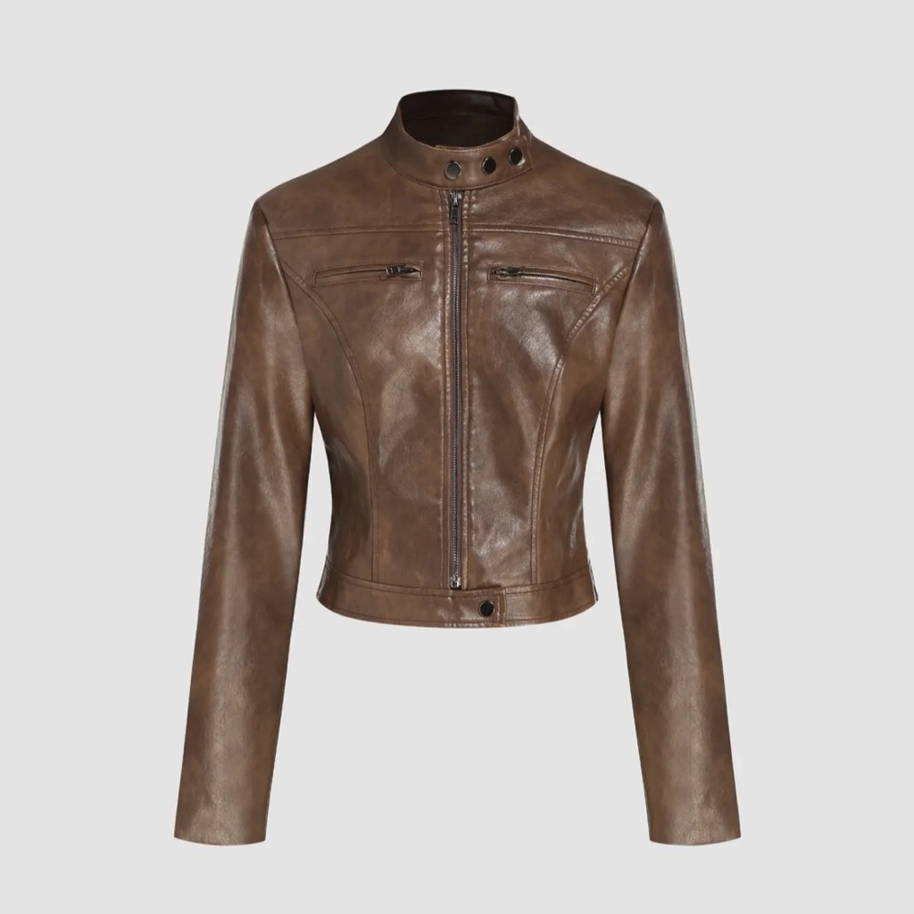 Brown leather jacket